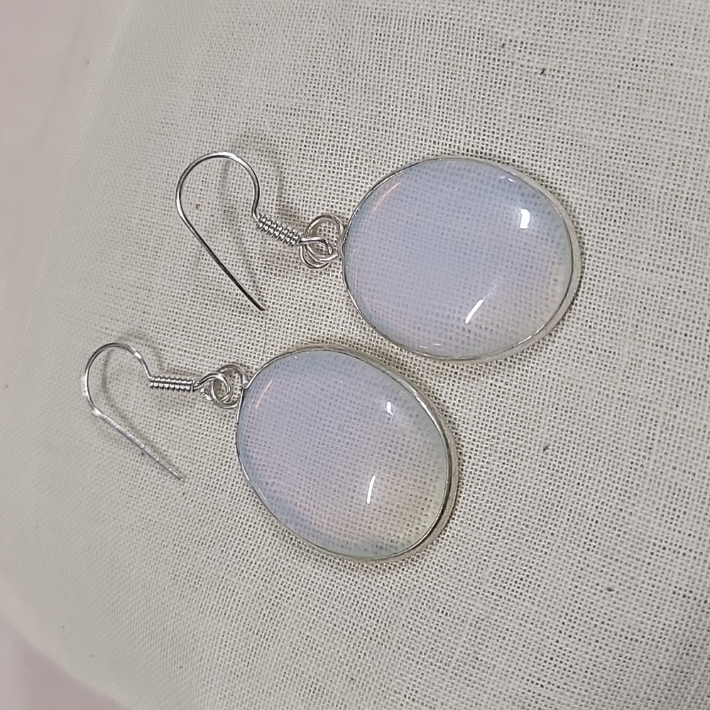🔥LAST PAIR🔥 Opalite Sterling Silver Oval Drop Earrings, S925 - Picture 5 of 7